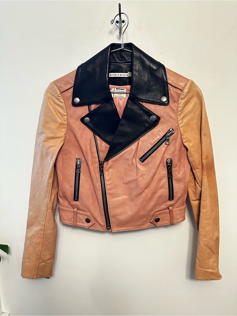 Alice + Olivia Colorblock Leather Jacket Worn in Mean Girls Broadway Play